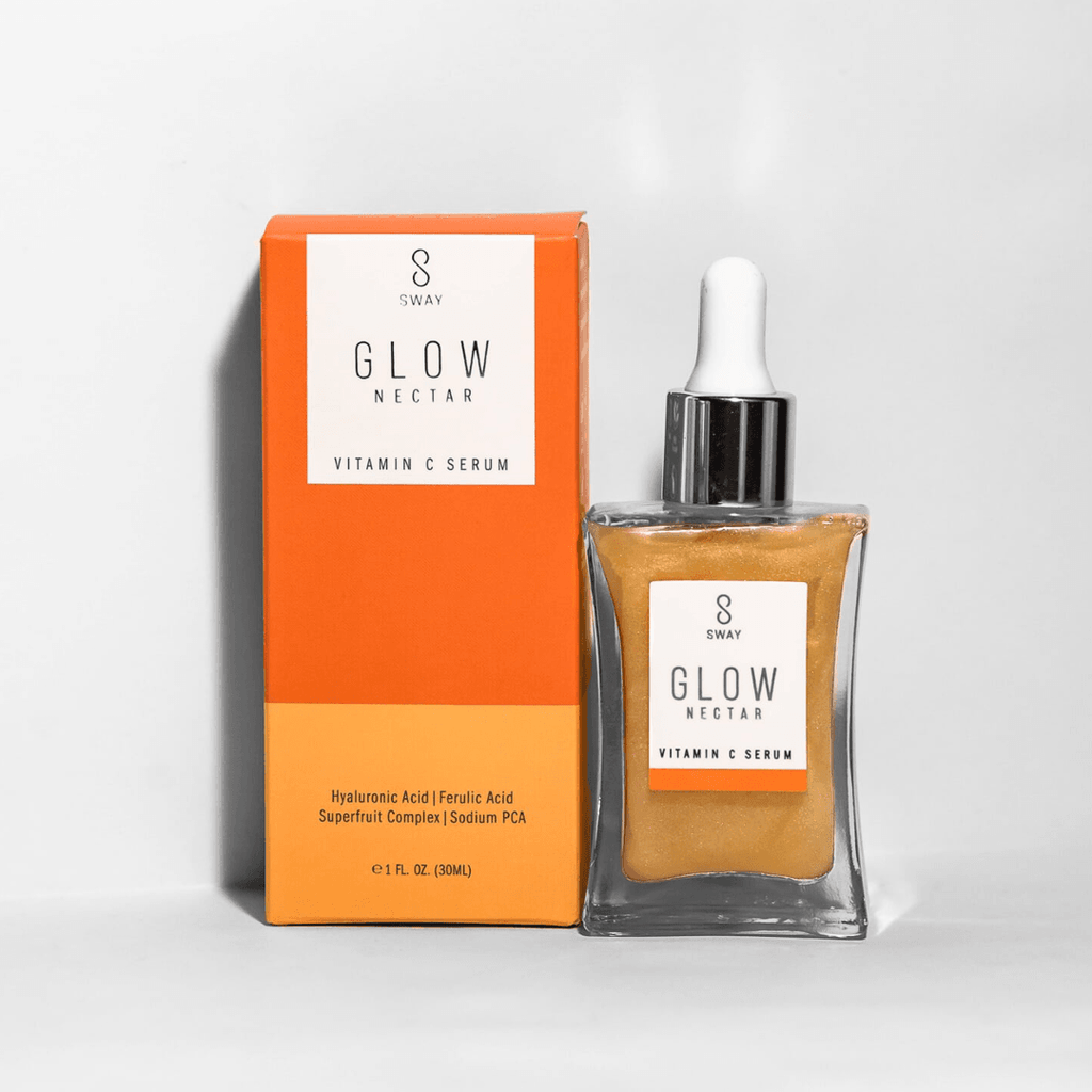 SWAY Glow Nectar Vitamin C Serum | A super potent, yet lightweight Vitamin C serum loaded with Hyaluronic Acid, Ferulic Acid and powerful antioxidants for an instantly smoother and brighter looking complexion.