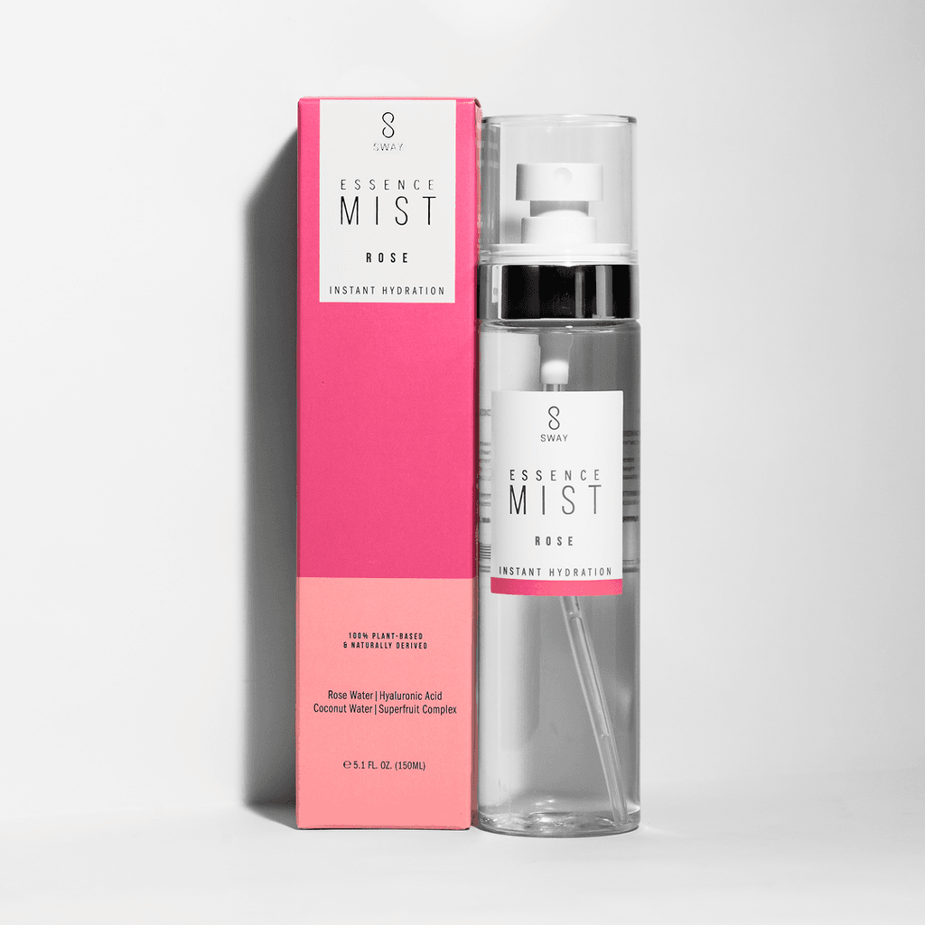 Essence Mist Instant Hydration - Rose - SWAY | Nutrient-rich, alcohol-free moisturizing facial mist that refreshes skin with rose water, glycerin, aloe and coconut water, while it replenishes and hydrates with hyaluronic acid and a unique skin-identical carbohydrate complex that when combined are truly the ultimate moisture magnets. 