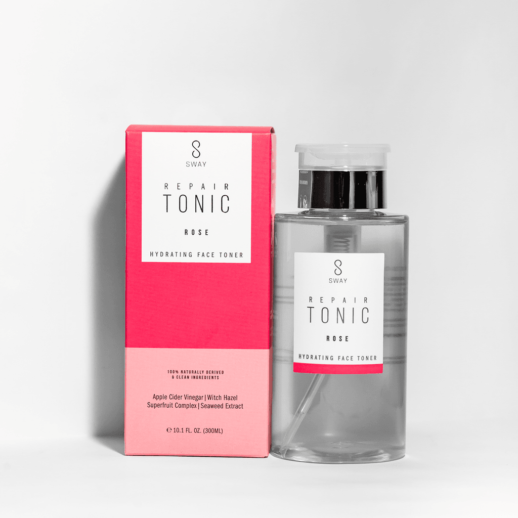 REPAIR TONIC (ROSE) – HYDRATING FACE TONER - SWAY | Alcohol-free, concentrated facial toner, this powerful tonic helps repair, restore and rebalance your skin with its blend of organic, raw apple cider vinegar and botanicals including witch hazel and rose water, making it a must-have to help the skin achieve a more toned, radiant appearance.